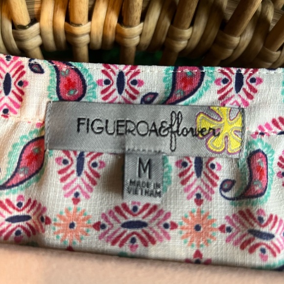 Figueroa Flower Blouse White Rayon/Polyester 3/4 Sleeve Boho Design White - Picture 8 of 8